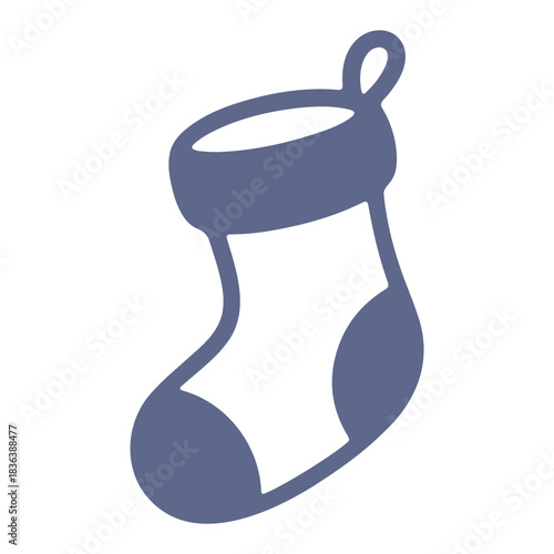 Illustration of a christmas stocking with a loop for hanging in a simple and minimalist style design