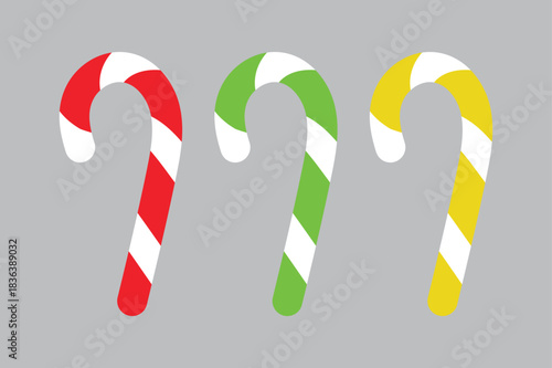 Collection of candy canes colorful sweet perfect treat for holidays on gray background