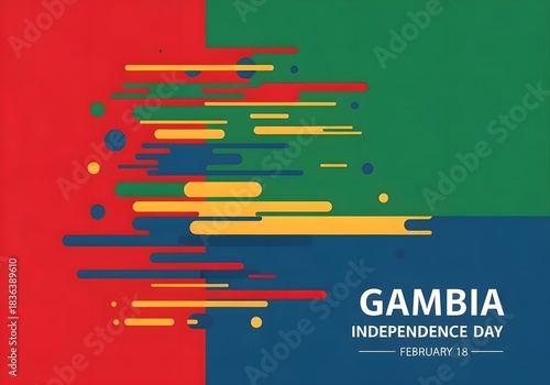 Gambia Independence Day Colorful African Abstract Illustration