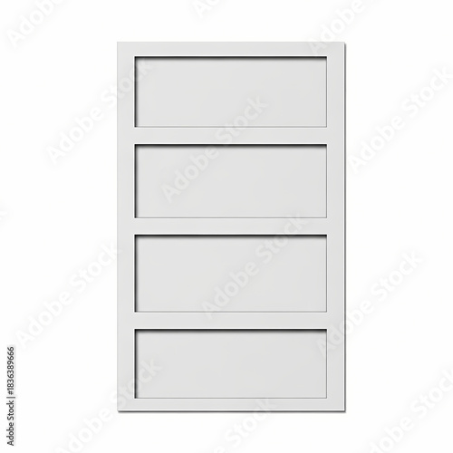 Modern white photo frame with four empty rectangular spaces, perfect for displaying memories in a polaroid frame style