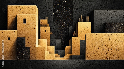 Fototapeta Naklejka Na Ścianę i Meble -  Cityscape with buildings made of wood and stone. The buildings are tall and narrow, with a lot of detail