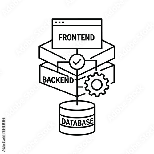 Frontend Backend Database Architecture Diagram Icon
