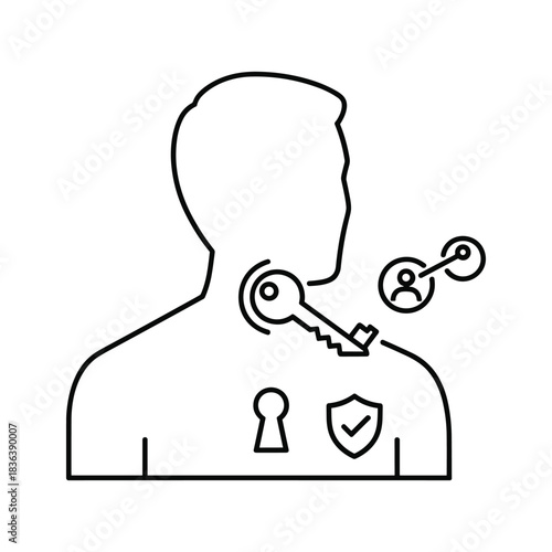 Personal Identity and Data Security Concept with Key, Lock, and Shield