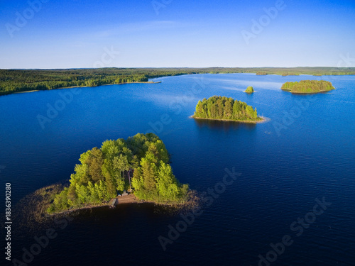 Islands on Pitkänperä Lake near Kajaani, Finland