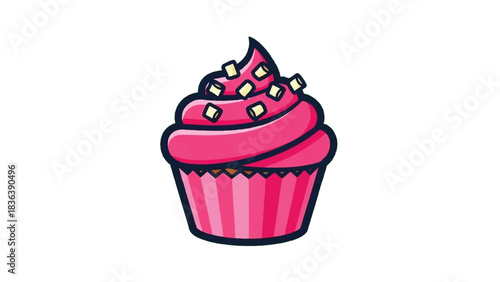 Delicious Pink Cupcake with Marshmallow Topping.