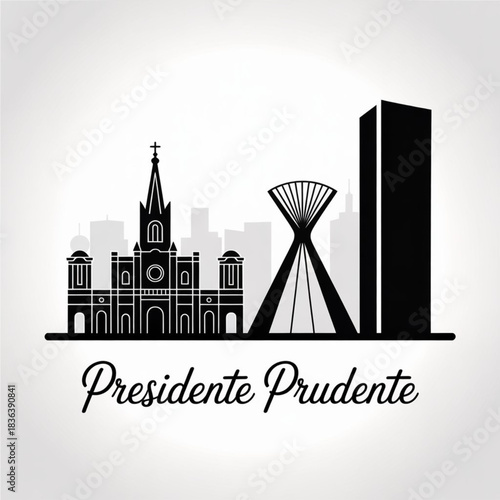 Presidente Prudente Skyline Silhouette — Inland São Paulo Brazil Hub City Vector Illustration