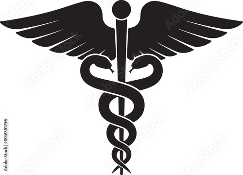 CADUCEUS SYMBOL VECTOR, MEDICAL AND HEALTH-RELATED ICON