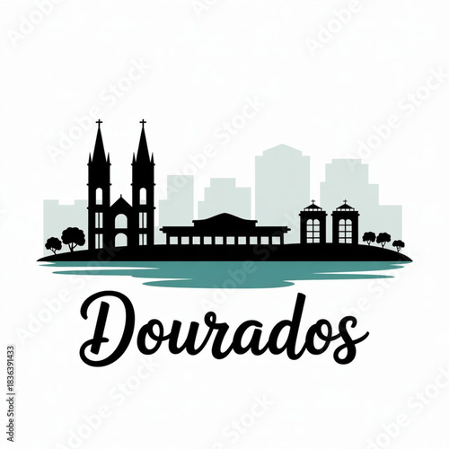 Dourados Skyline Silhouette — Major Agricultural & Regional Hub of Mato Grosso do Sul Brazil Vector Illustration