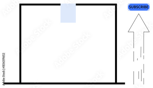 Social media marketing, user engagement, content creation, digital advertising, online promotion, subscription growth. Blue subscribe button with upward arrow. Social media marketing and user