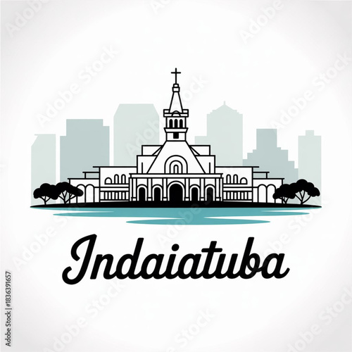 Indaiatuba Skyline Silhouette — Inland Green City of São Paulo State Brazil Vector Illustration
