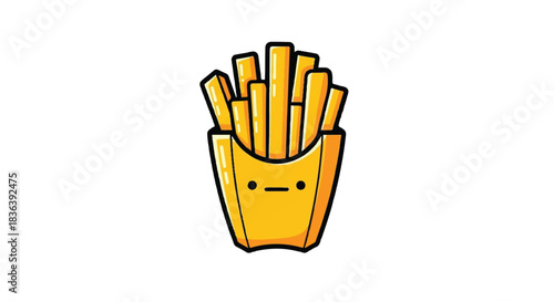 Cute French Fries Character with a Sad Face.