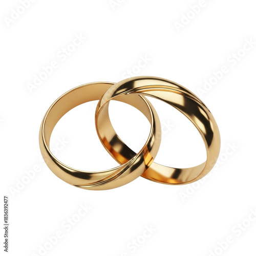 Wallpaper Mural Two intertwined golden wedding rings, symbolizing love, commitment, and marriage, isolated on a white background. Torontodigital.ca