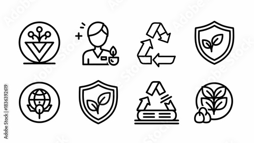 Eco-Friendly Line Icons Nature, Recycle, and Sustainability