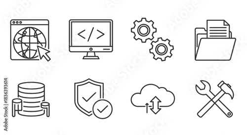 Collection of technology and software development icons