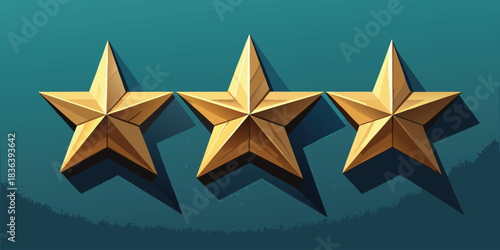 Three golden stars arranged in a row against a dark background
