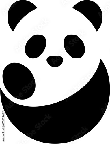 Simple minimalist panda vector in black white color