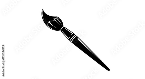 Classic artists paintbrush in a simple black silhouette.