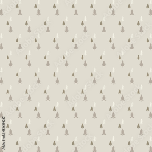 Minimalist Christmas Tree Seamless Pattern Winter Holiday Background Design, vector illustration.