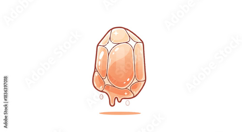 Orange Crystal Gemstone with Dripping Liquid.