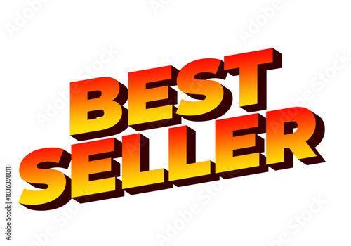 Bold text design featuring the words best seller in a gradient of yellow to orange with a shadow eff