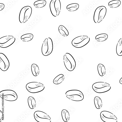Seamless black outlined coffee pattern design