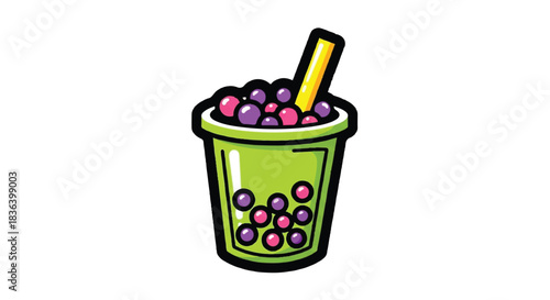 A simple cartoon illustration of a boba tea drink.