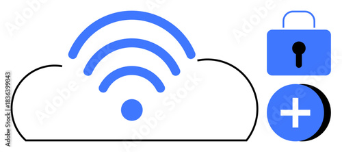 Cloud storage concept. Cloud storage with wireless connectivity, data security lock, and additional features. Cloud storage enables secure file sharing and seamless online accessibility. For IT