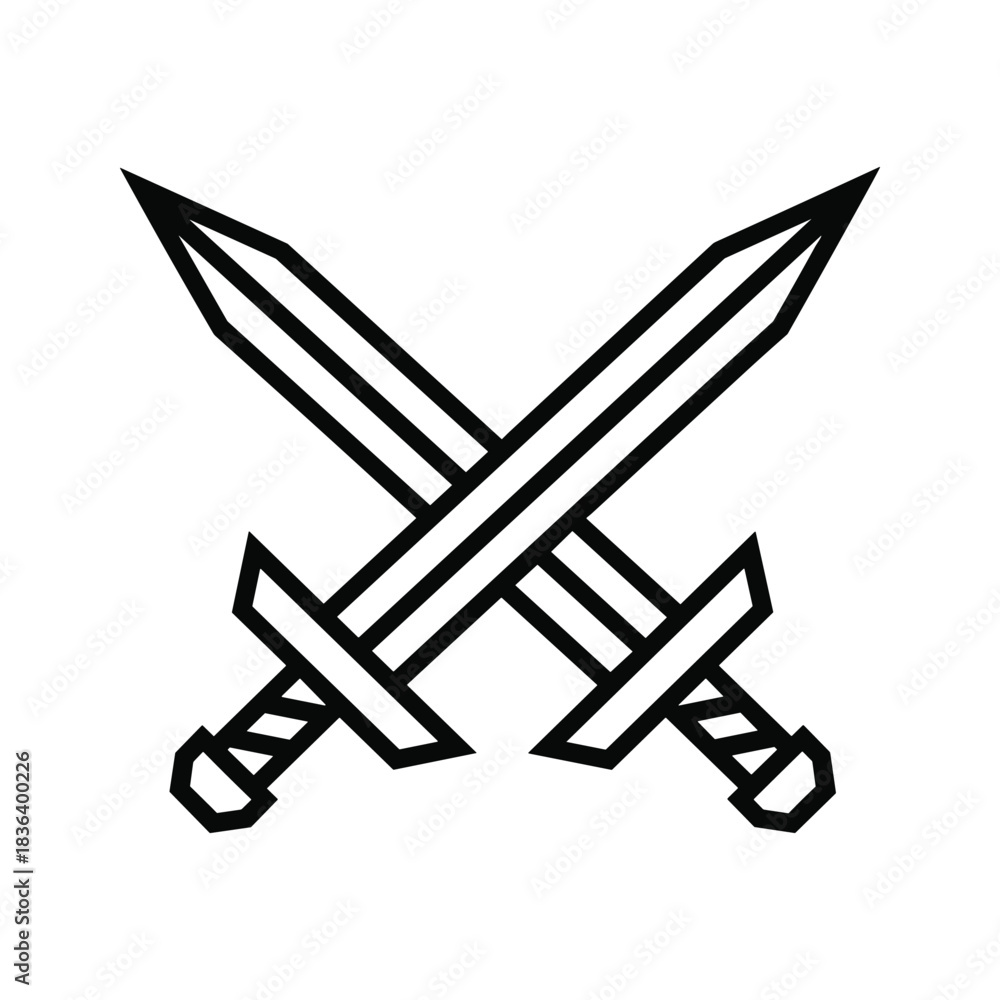 Fototapeta premium Crossed Swords Icon Outline