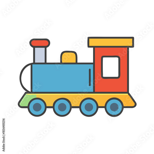 Toy train for celebrating New Year and Christmas, festive, colorful design