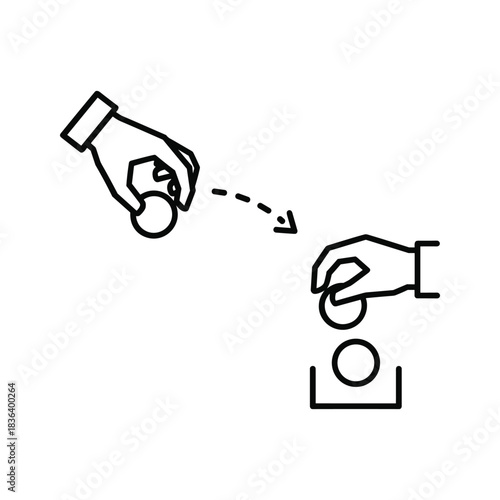 Hand depositing coin into box icon