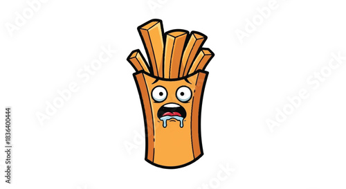 Scared French Fries Cartoon Character Illustration.