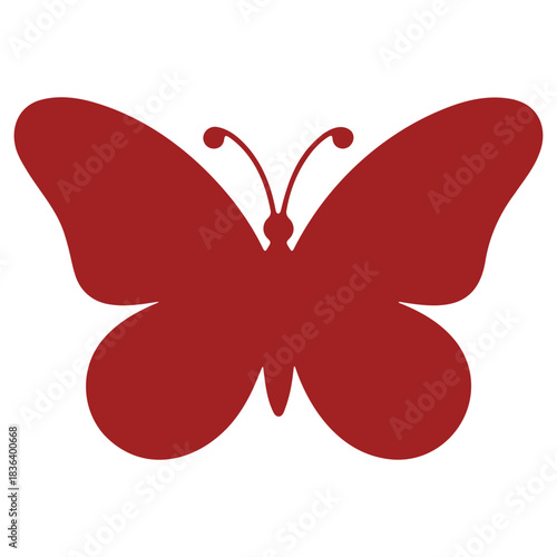 Wallpaper Mural Illustration of a dark red butterfly with symmetrical wings and antennae on a white background space Torontodigital.ca