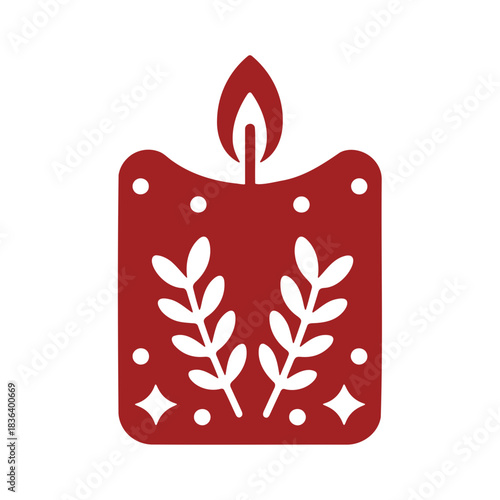 Wallpaper Mural Illustration of a red candle with a white flame and leaf designs for christmas or winter season Torontodigital.ca