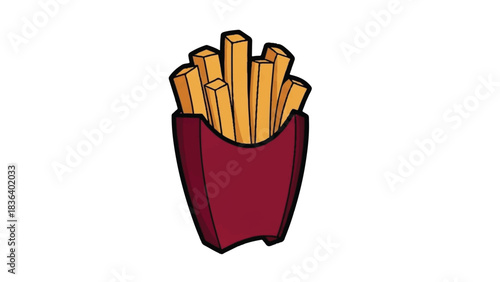 Crispy Golden French Fries in a Red Container.