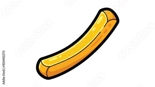 Golden French Fry Cartoon Illustration Isolated on White Background.