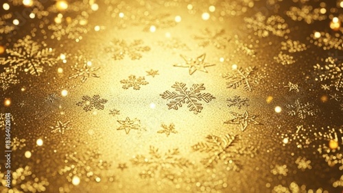 Golden snowflake texture backdrop evoking winter holidays celebrations and festivities