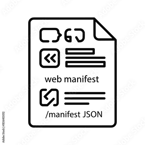Web Manifest JSON File Icon for Progressive Web Applications and Web Development