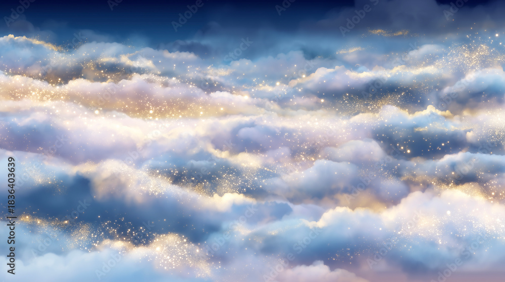Obraz premium 金色に輝く幻想的な雲の空背景