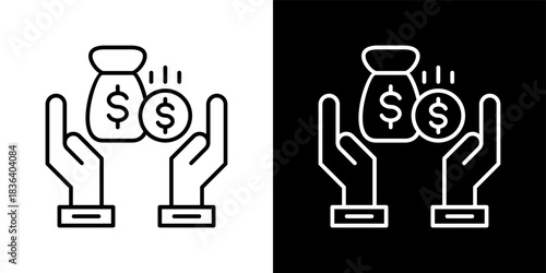 Allowance icon set in outline black and white style vector illustration