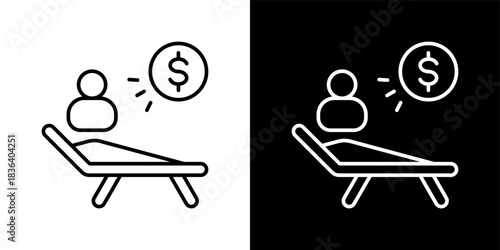 Passive Income icon set in outline black and white style vector illustration