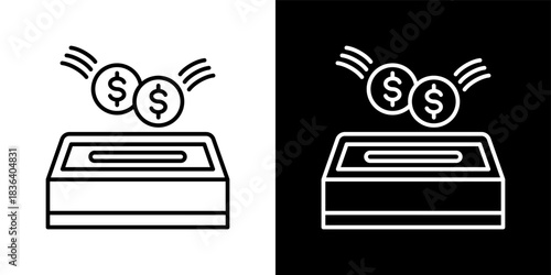 Donations icon set in outline black and white style vector illustration