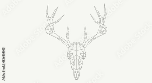 Geometric deer skull with antlers in a modern low poly line art design style