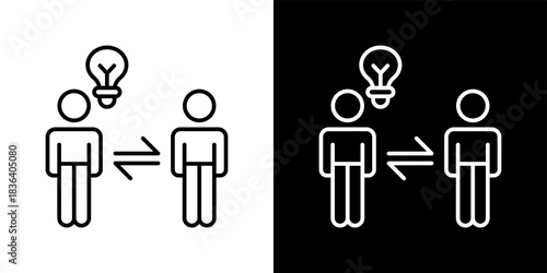 Business Coaching icon set in outline black and white style vector illustration