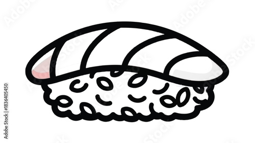 Simple Hand Drawn Sushi Nigiri Illustration with Bold Outlines.
