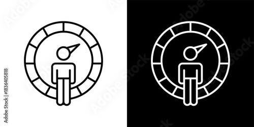 Performance icon set in outline black and white style vector illustration