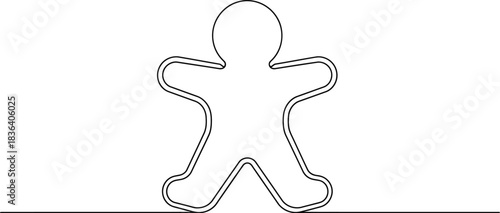 Minimalist gingerbread man outline on white background for holiday designs