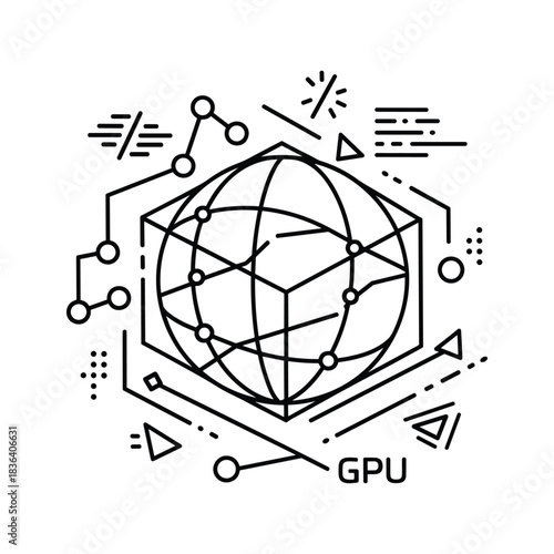 Abstract Global Network with GPU Processing, AI, and Distributed Data Flow Concept
