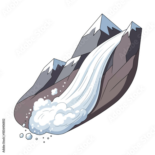 Avalanche Snowfall Mountains Illustration
