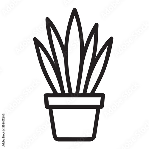 Houseplant pot with foliage indoor and outdoor design in simple botany and floral decoration