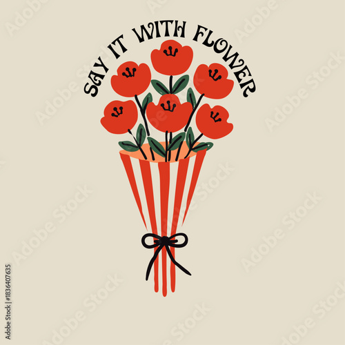 Hand drawn flower, t-shirt print design,  gift item pakaging, valintineday, party backgound poster .